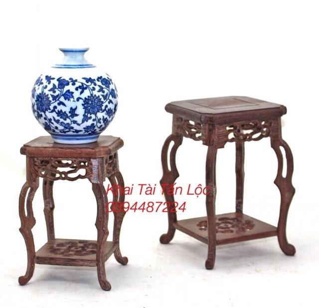 Đế gỗ , đôn gỗ kiểu cổ trang để đặt tượng và chậu bonsai cao 20 cm