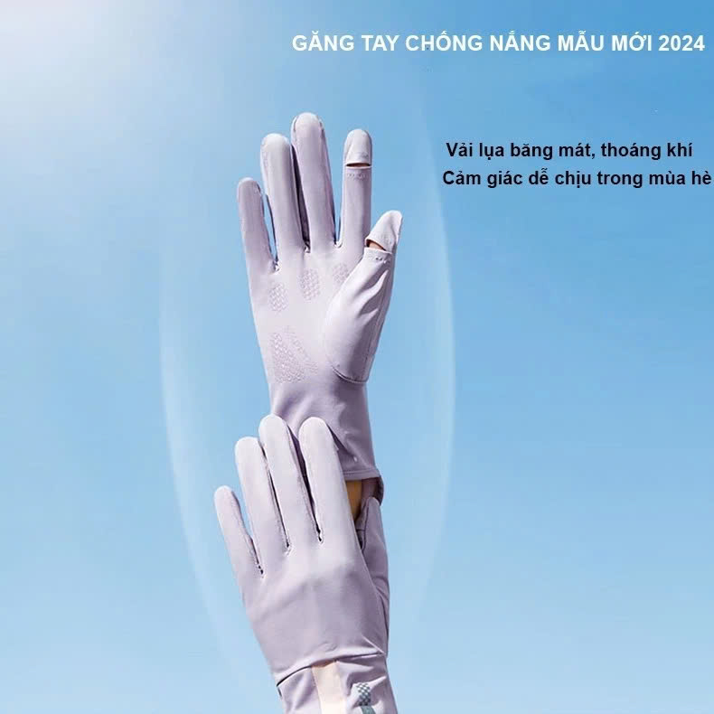 Găng Tay Hở 2 Ngón Unisex Chống Nắng, Có Thể Sử Dụng Cảm Ứng Điện Thoại UV UPF50+ MÀU GHI ĐẬM