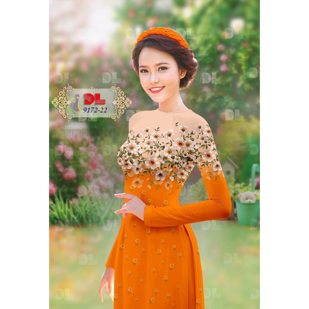 Vải may áo dài in họa tiết hoa DL9172
