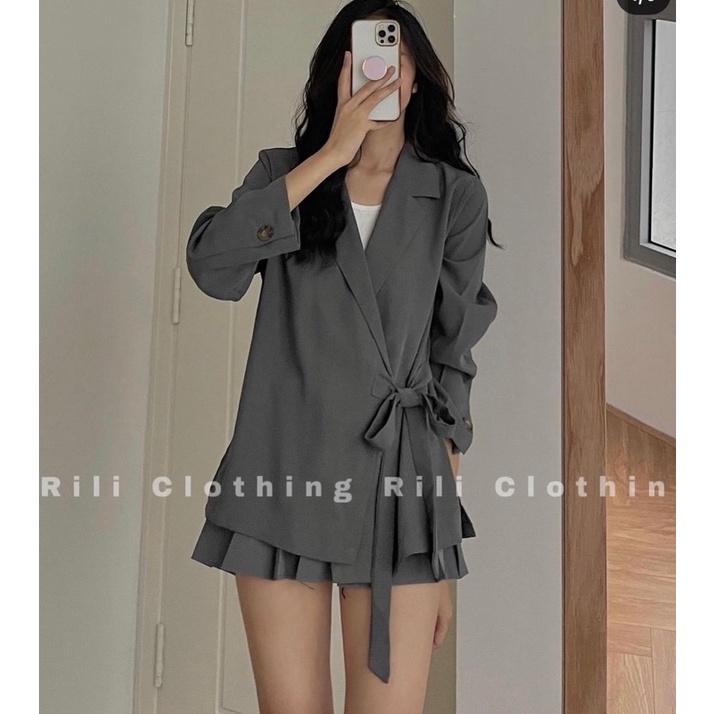 Blazer đắp chéo thắt dây