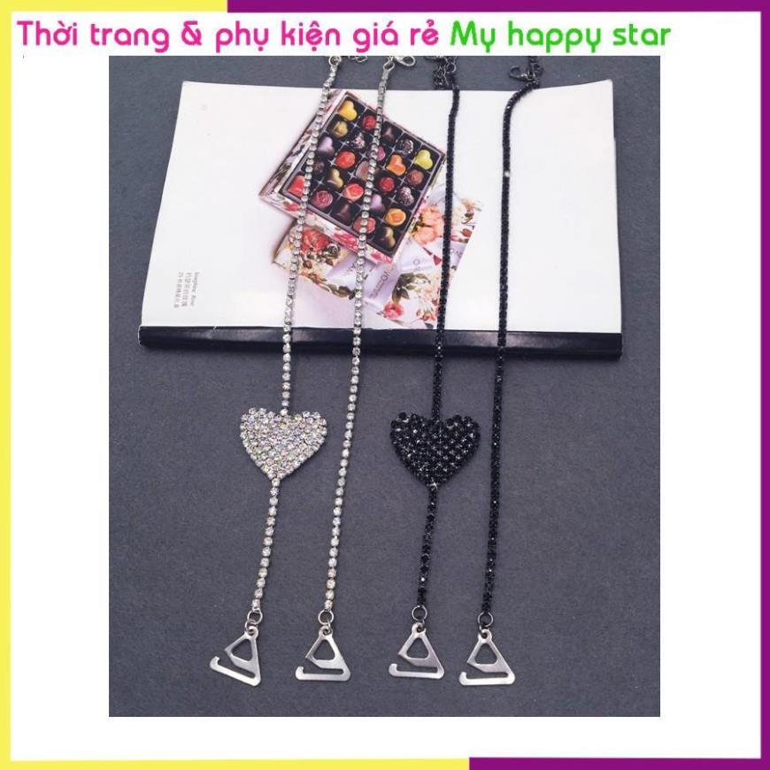 Dây áo ngực bra cao cấp đính đá hình tim dùng cho áo váy hở cổ