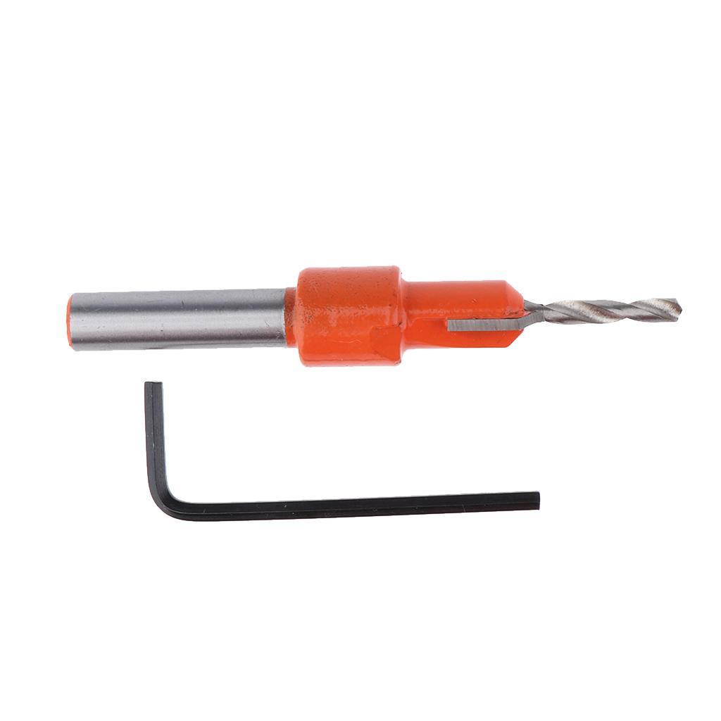 2 Piece 8mm Shank Countersink Drill Bit with Hex Key for Wood DIY, 10mm Diameter