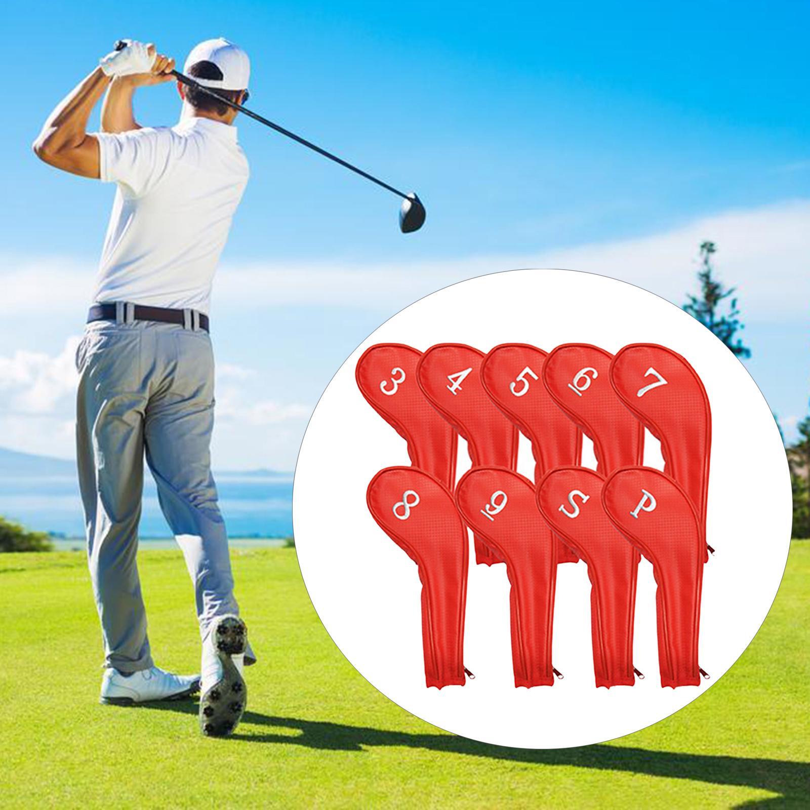 Portable 9x Golf Head Cover Club Iron Protective Headcovers Golf Accessories Red