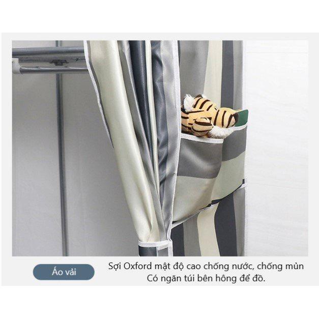 Tủ Quần Áo Vải, Tủ Vải Khung Thép Titan Cao Cấp 2 buồng Chốt Kim Loại Kích Thước 115x165x45cm Bảo Hành 12 Tháng