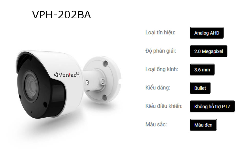 Camera hồng ngoại AHD VPH-202BA - Hàng chính hãng