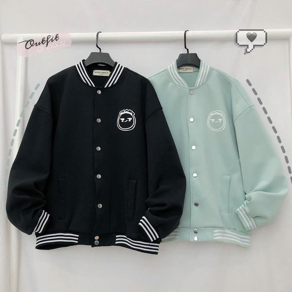 ÁO KHOÁC NỈ BOMBER FORM RỘNG ULZZANG UNISEX - GIN STORE