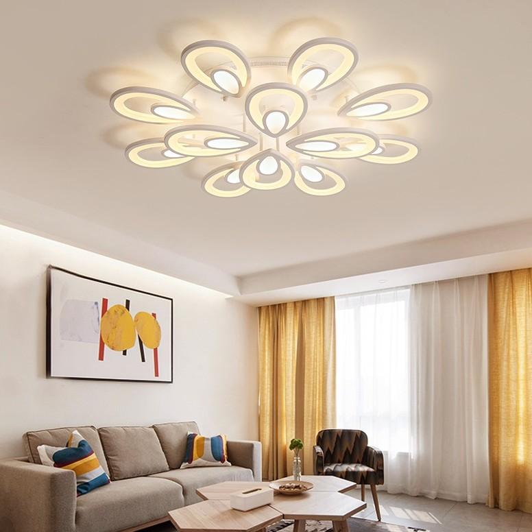 Đèn ốp trần hiện đại 12 cánh hoa trang trí nội thất sang trọng với 3 chế độ ánh sáng.