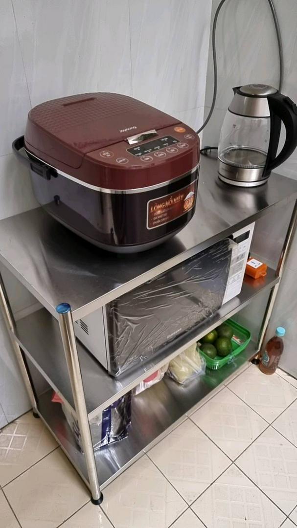 Kệ nhà bếp inox 304 3 tầng 60x77x38cm - Kệ để lò vi sóng đa năng thiết kế thông minh chất liệu inox