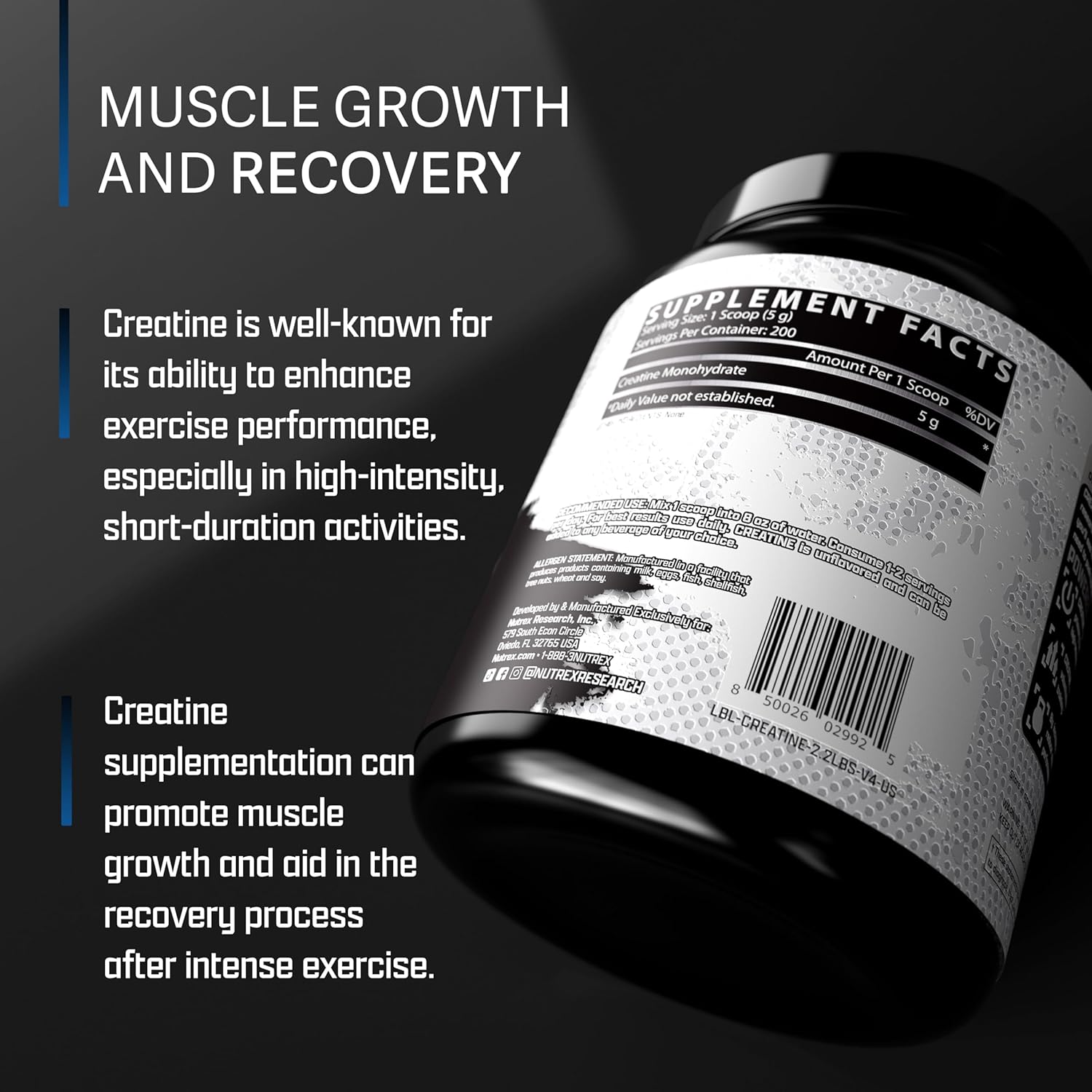 Nutrex Creatine Monohydrate Drive 1000 gram - Hỗ Trợ Tăng Sức Mạnh Cơ, Phục Hồi Phát Triển Cơ Bắp