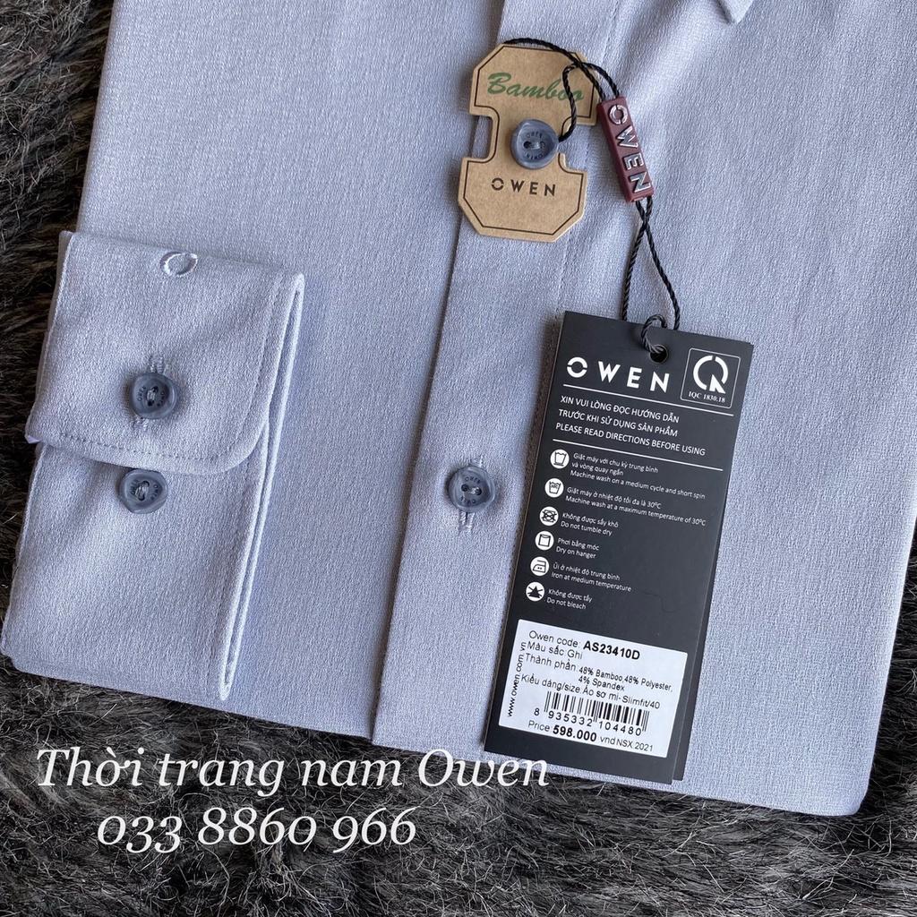 OWEN - Áo sơ mi dài tay Owen Slimfit chất sợi tre màu ghi xám 23410