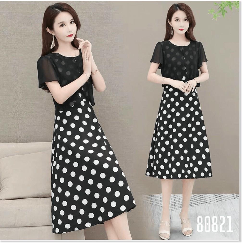 ĐẦM VOAN LỤA CHẤM BI DỰ TIỆC SIÊU XINH 2021 THỜI TRANG LANO STORE