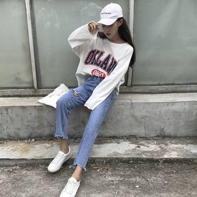 (Có sẵn) Quần baggy jeans rách ulzzang