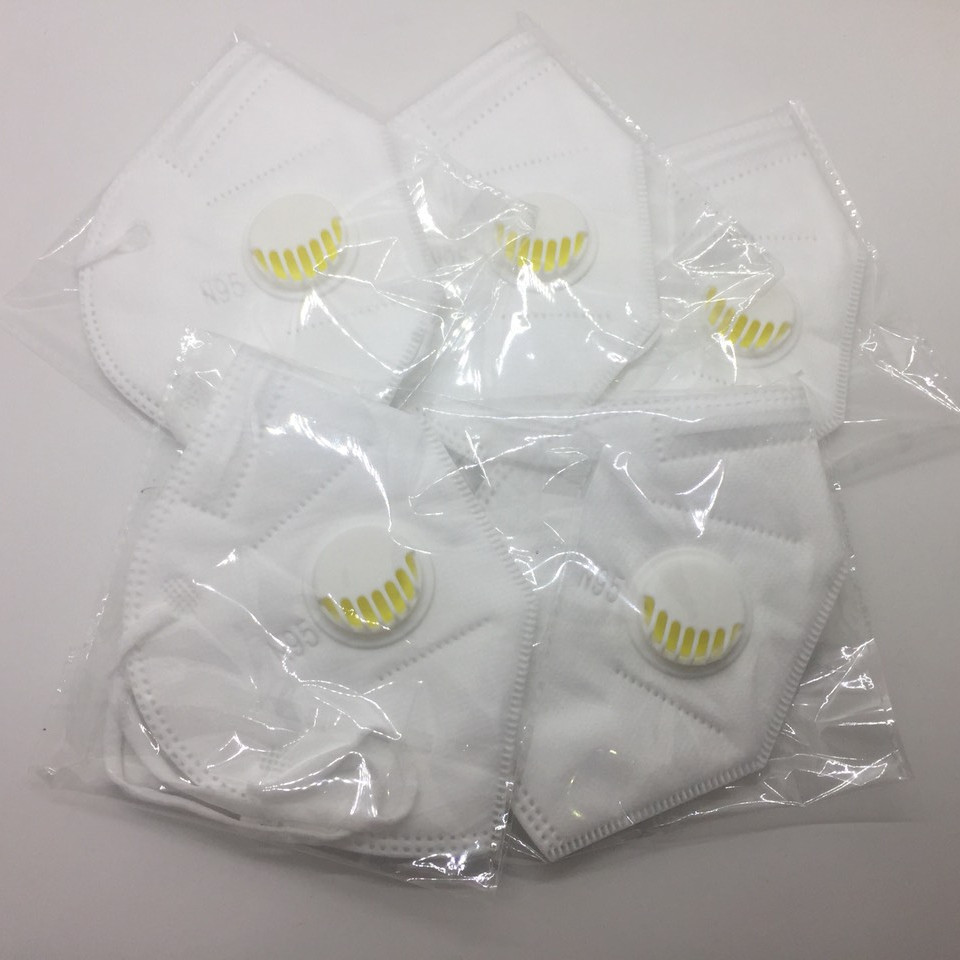 Hộp 5 cái Khẩu trang N95 Pro Mask, có van thở, kháng khuẩn, chống bụi siêu mịn PM2.5, màu trắng - ISO13485, CE, FDA - xuất khẩu Châu Âu , Mỹ ; Tặng móc treo khóa mica