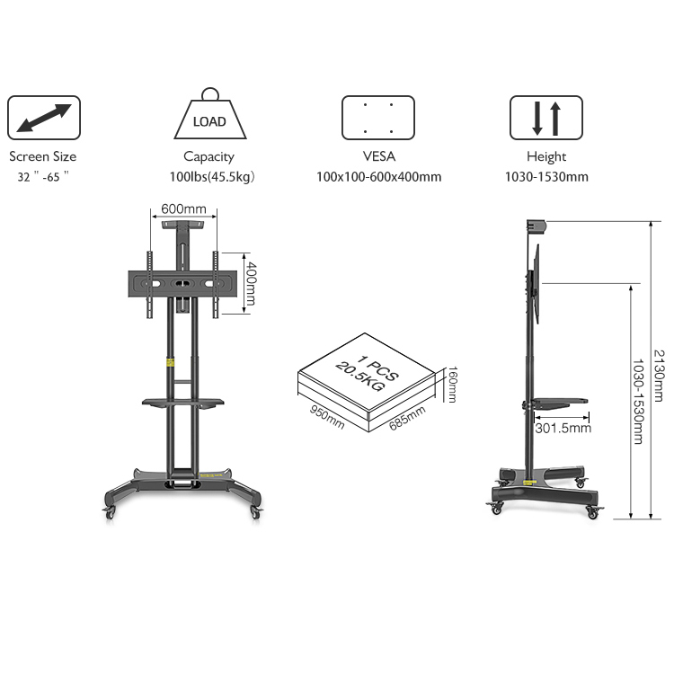 Giá Treo TiVi Di Động KLC 151 Lắp Cho Màn Hình 32-65 inch Hàng Nhập Khẩu