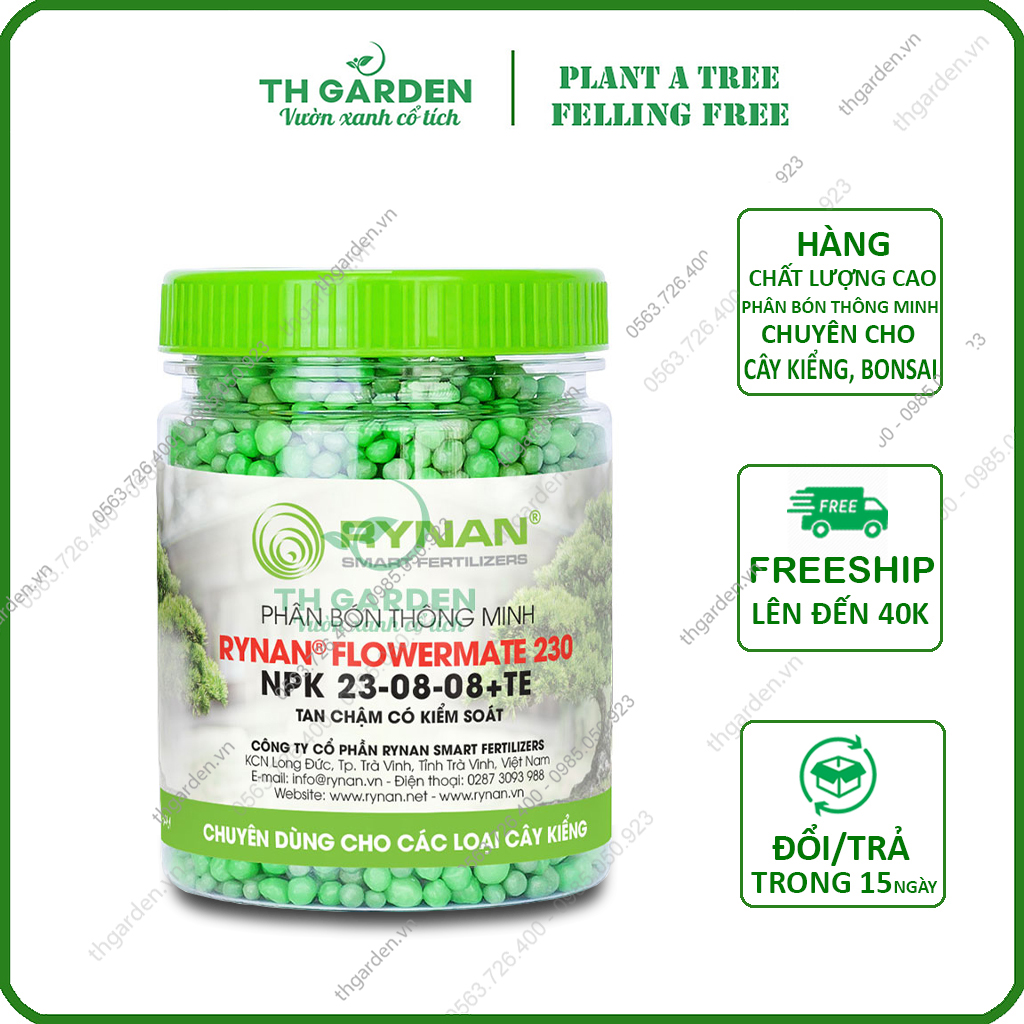 Phân Bón Thông Minh Rynan 230 TH Garden - Chuyên Dùng Cho Cây Kiểng - Màng Polyme Kiểm Soát Giải Phóng Phân Từ Từ