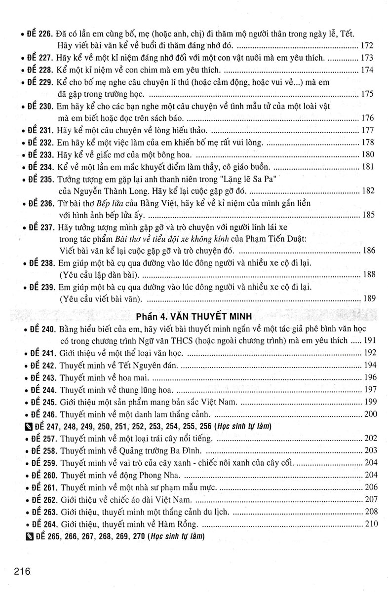270 Đề Và Bài Văn Hay Lớp 8
