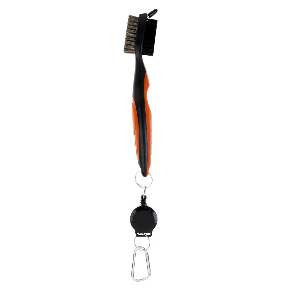 Double Sides Golf Club Brush Groove Cleaner with Retractable String