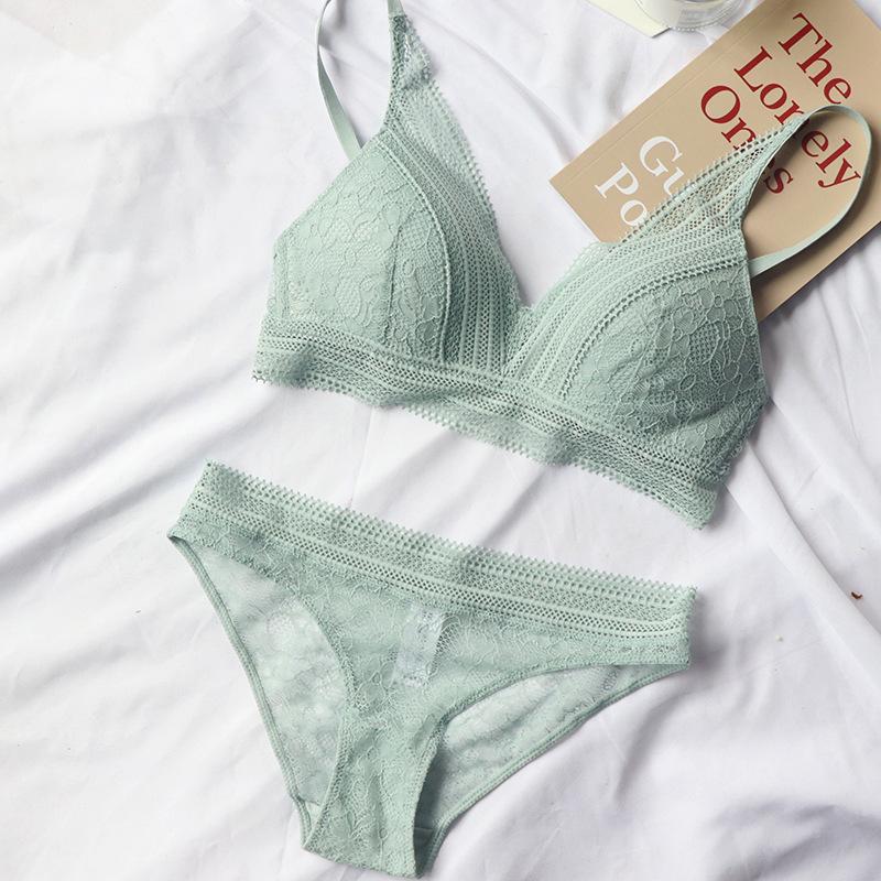 Phụ Nữ mới 4 Màu Sắc Quần Lót Pháp Dây-Miễn Phí Cực Áo Bralette Ren Tam Giác Cup Push Up Bra bộ Cotton Áo Ngực và Quần Lót