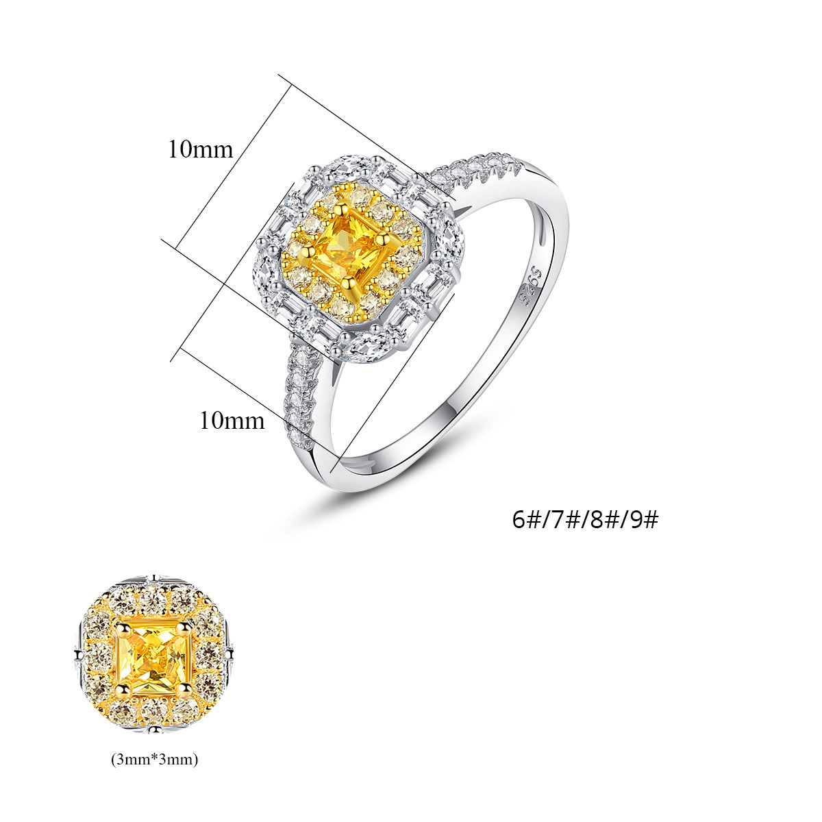 Bộ Trang Sức Bạc Kim Cương Nhân Tạo Moissanite Ánh Vàng - BDM2303 - Bảo Ngọc Jewelry