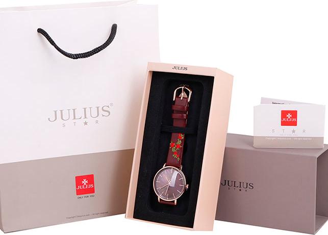 Đồng Hồ Nữ Julius Star Hàn Quốc JS-017D Dây Da Màu Nâu