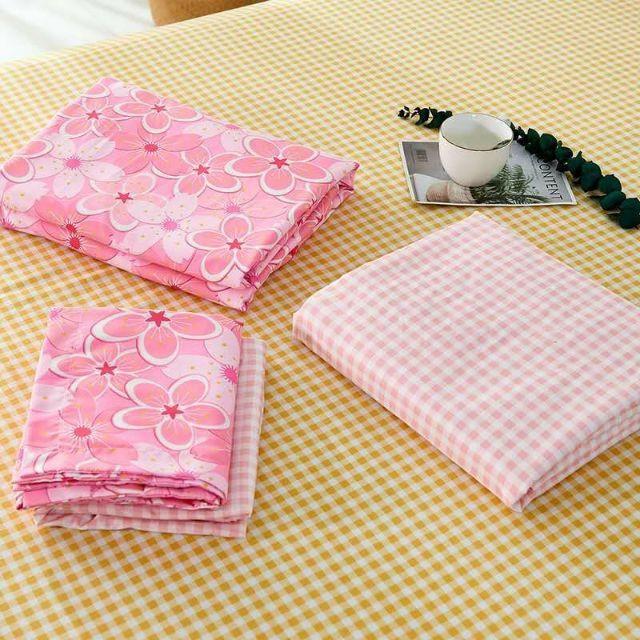 Bộ Chăn Ga Gối Cotton Hoa Đào Hồng