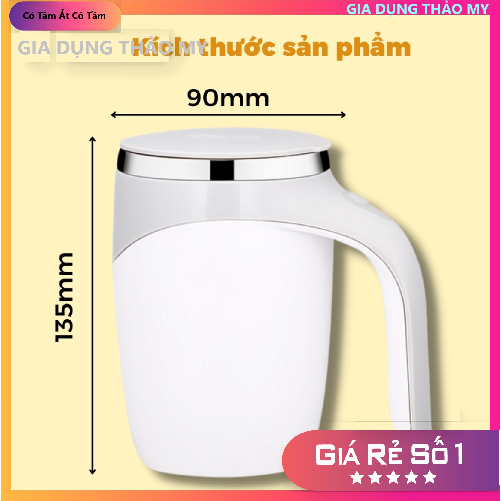 Cốc Khuấy Tự Động Inox 304 Dung Tích 380ml - Cánh Quạt Nam Châm