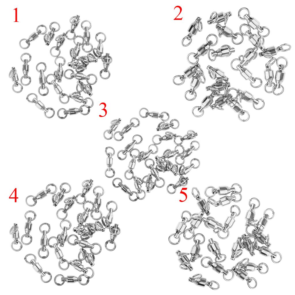 20 Pcs Alloy Heavy Duty Ball Bearing Swivel Solid Ring Fishing Swivels 1#