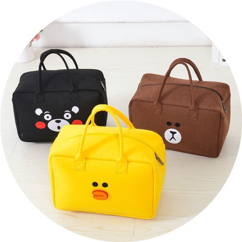 Túi Du Lịch Cỡ Lớn Bằng Vải Nỉ Họa Tiết Hoạt Hình Dễ Thương 38 x18x27cm