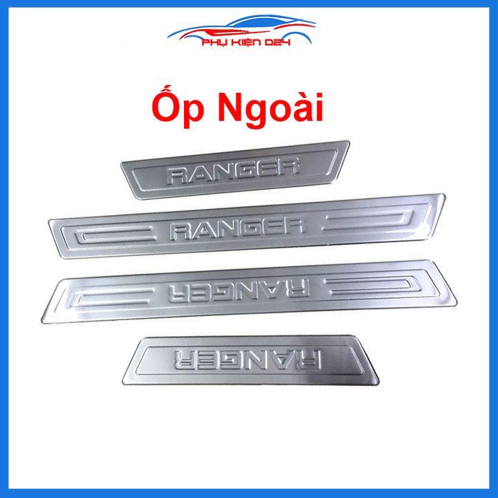Ốp bậc cửa, nẹp bước chân INOX cho xe Ranger 2022-2023