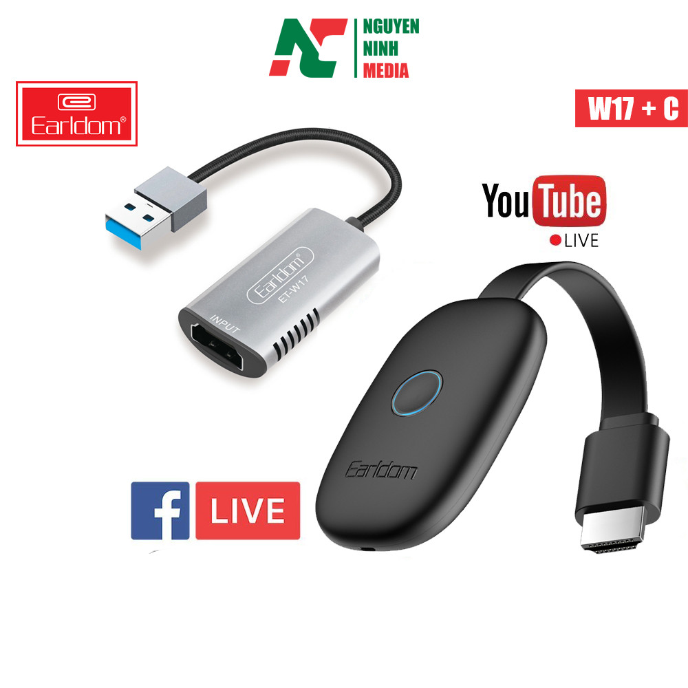 Bộ Thiết Bị Live Stream Dành Cho Điện Thoại USB Video Capture Card Earldom W17 - Hàng Chính Hãng