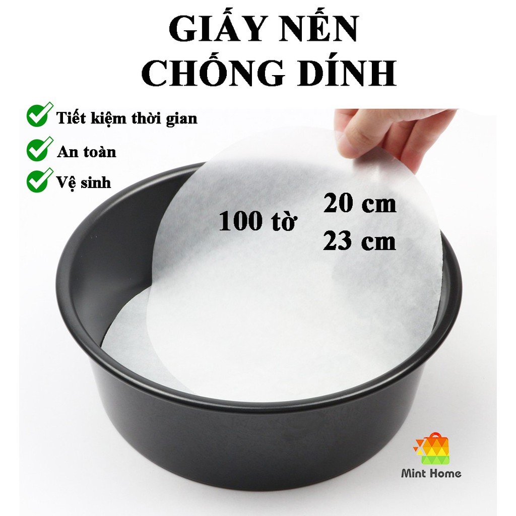 100 Tờ Giấy Nến Nồi Chiên 23cm Tròn Dùng Hấp Nướng Jodily - Thấm Dầu Mỡ - An Toàn Cho Sức Khỏe