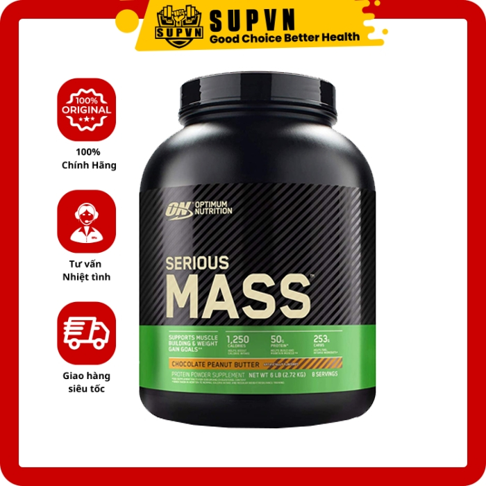 Serious Mass On 6lbs - Sữa tăng cân tăng cơ giàu dinh dưỡng dành cho người gầy - Optimum Nutrition Serious Mass Weight