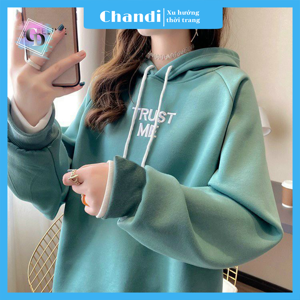 Áo khoác nữ hoodie , mẫu mới thu đông Chandi Kèm Ảnh Thật 2021 HD11