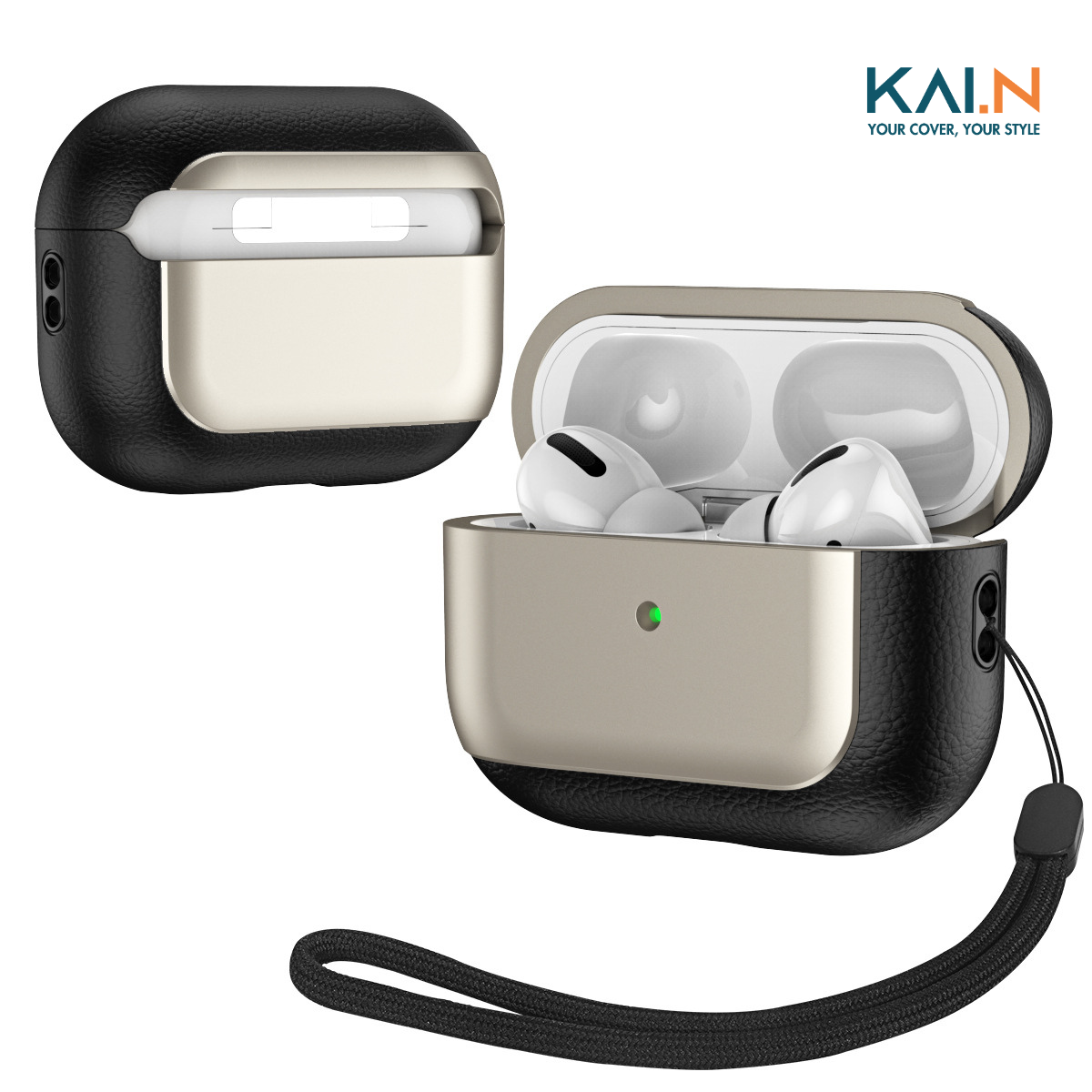 Ốp Case Kai.N Chrome dành cho Airpods Pro 2/ Airpods Pro, kèm dây đeo_ Hàng chính hãng