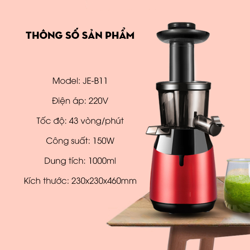 Máy ép chậm làm kem MEUI JE-B11 dung tích 1000ml tốc độ 80 vòng / phút có nãy an toàn khi sử dụng [ HÀNG CHÍNH HÃNG ]