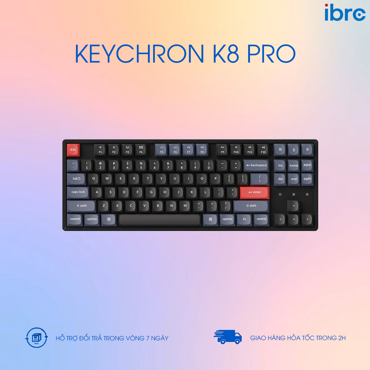 Bàn phím cơ Keychron K8 Pro - Bản Full - Khung Nhôm - Led RGB - Hot-Swap - Hàng Chính Hãng