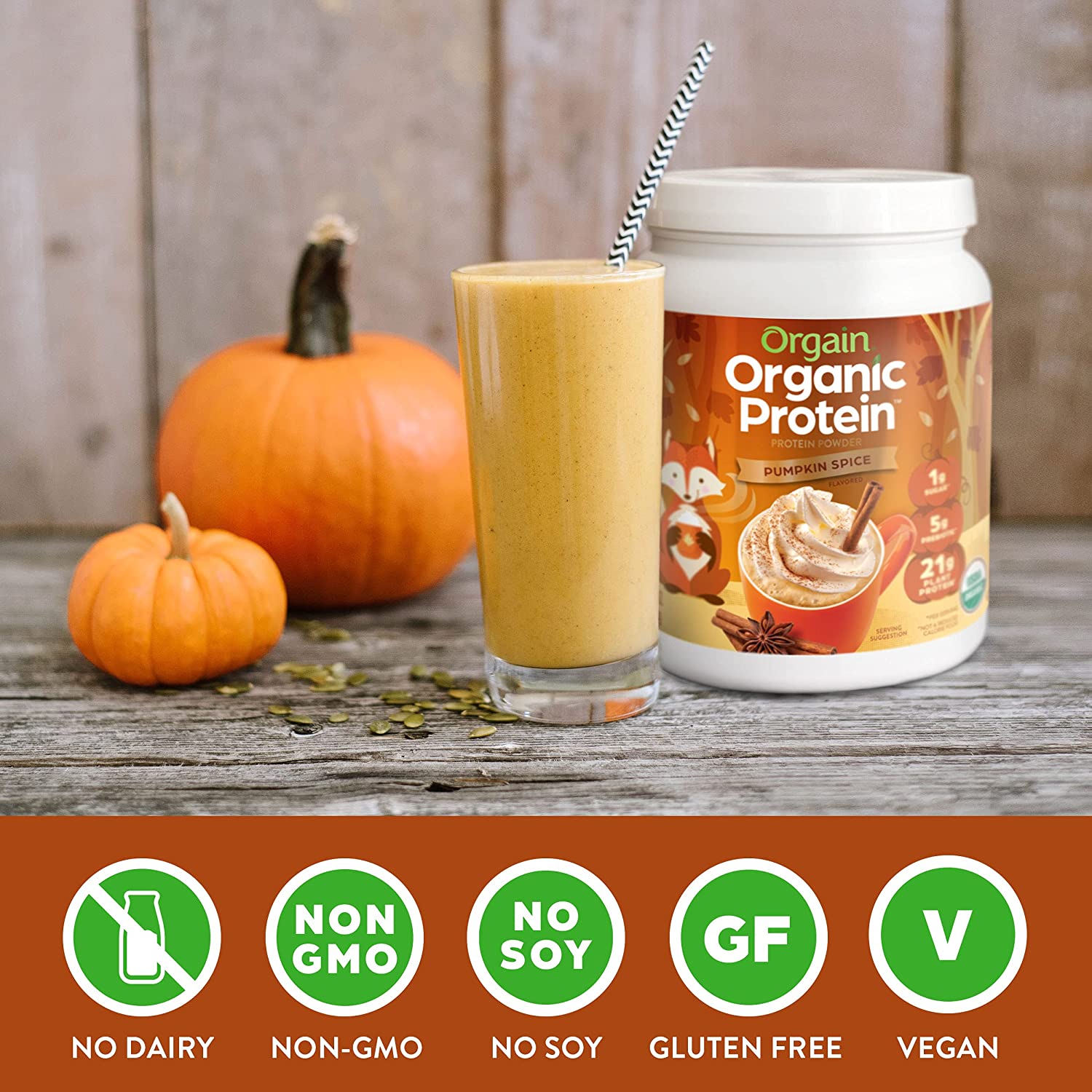 [Vegan/ Eat clean/ Gym] Bột đạm thuần chay hữu cơ Orgain Organic Protein Pumpkin Spice 462g