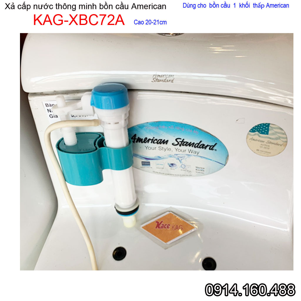 Cụm phao cấp nước bồn cầu KAG-XBC72A cao 21cm, cột cấp nước cho xí bệt 1 khối thấp nhựa 100% lắp vừa 99% các loại