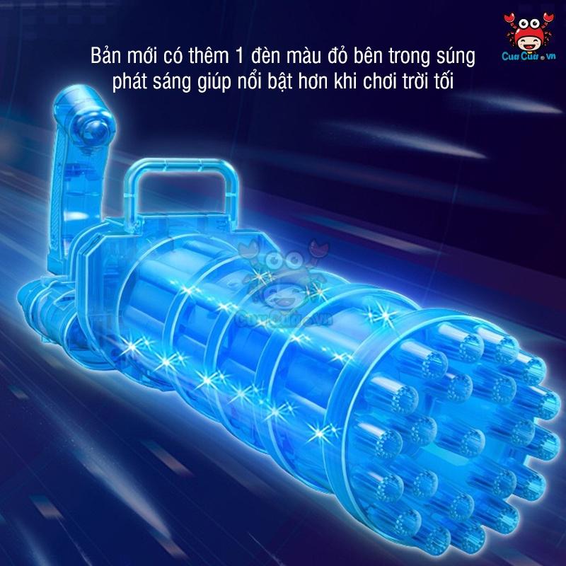 Súng bắn bong bóng xà phòng 22 nòng cỡ lớn, Đồ chơi súng máy bắn bong bóng có đèn mới nhất phun thổi nhiều bóng