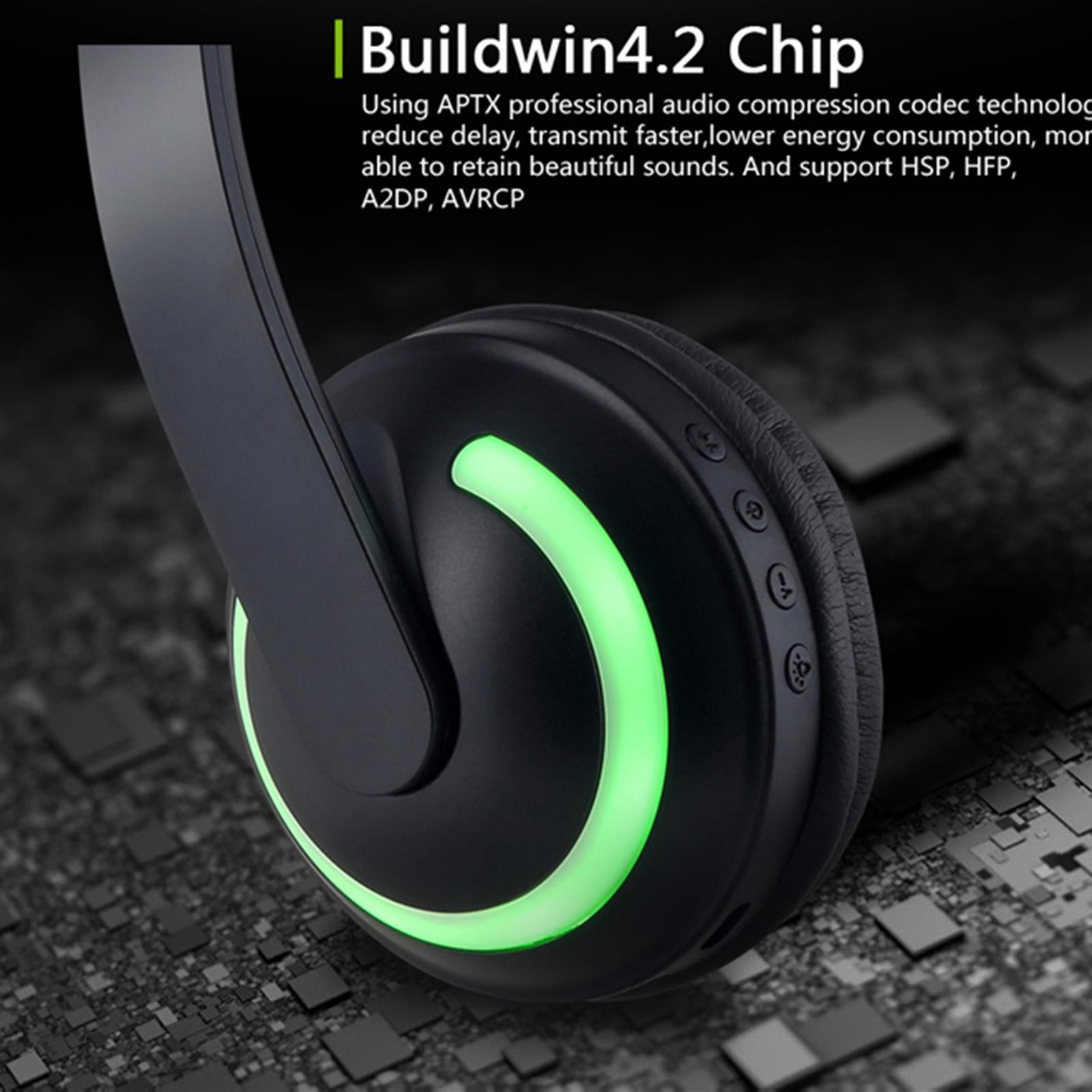 Kids Glowing Cute Cat Ear Wireless Headphones On-Ear Gamer Headsets Black