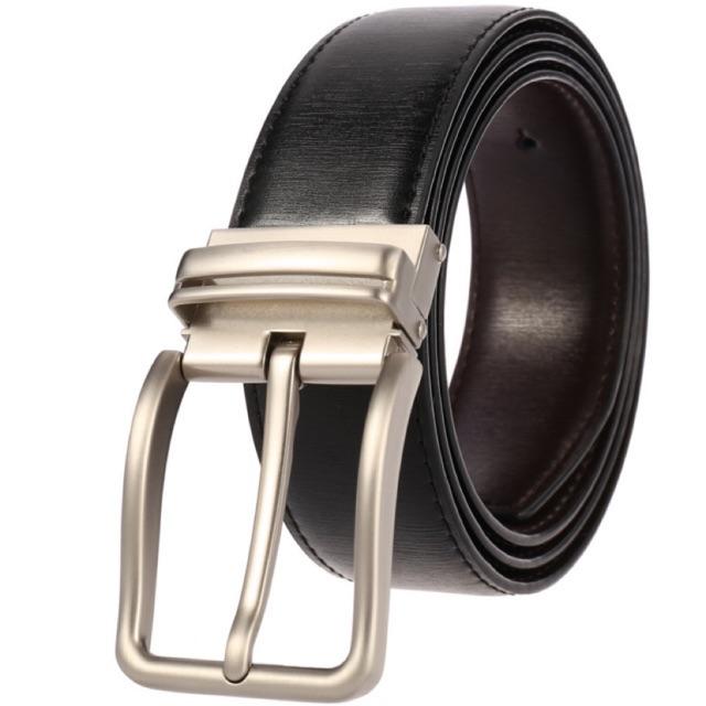 Thắt Lưng Nam Da Khoá Kim Hai Mặt Đen Và Nâu Bản Rông 3.4cm KTM15