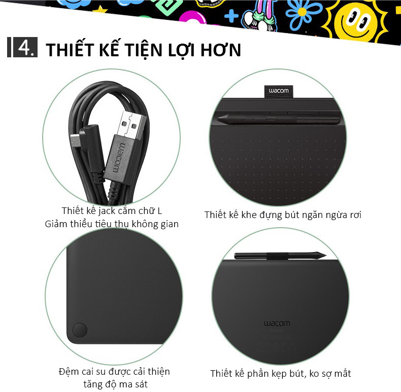 Bảng Vẽ Điện Tử Wacom Intuos CTL-4100/K0-C Kết Nối OTG Với Điện Thoại Android AZONE - Hàng Nhập Khẩu