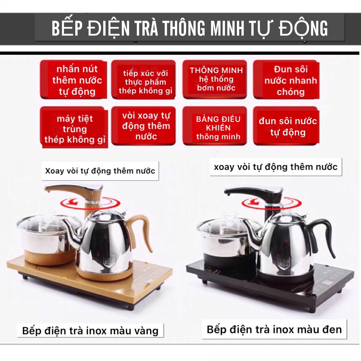 Bộ Bàn trà điện thông minh , khay trà đạo khung gỗ đục vuông mặt đá sứ , bếp đun nước tự động cảm ứng inox đa năng MĐ-04 (CÓ 4 MẪU MẶT ĐÁ SHOP GỬI HÀNG NGẪU NHIÊN )