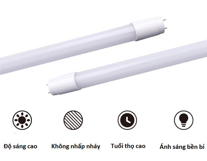 Bộ 10 bóng đèn tuýp Led T8 1m2 18w thủy tinh, bóng đèn tuýp led siêu sáng hàng chính hãng