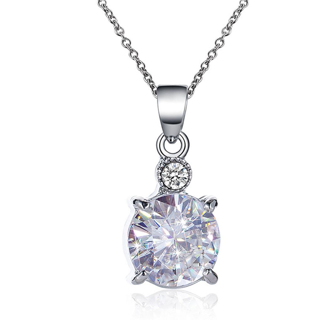 Round Zircon Crystal Crystal Bridal Pendant Necklace Earrings Jewelry Sets