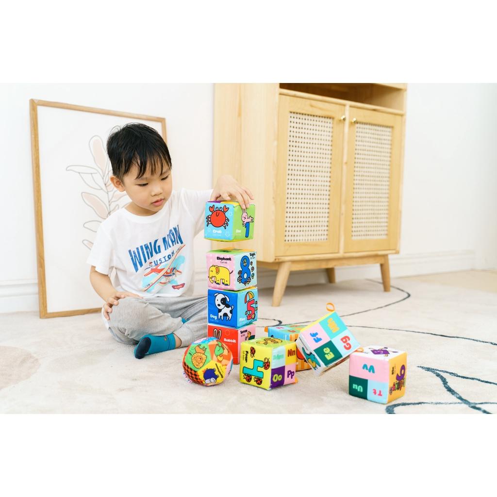 Bộ đồ chơi xúc xắc vải 9 hình khối cho bé 0 - 2 tuổi vừa chơi vừa học tập