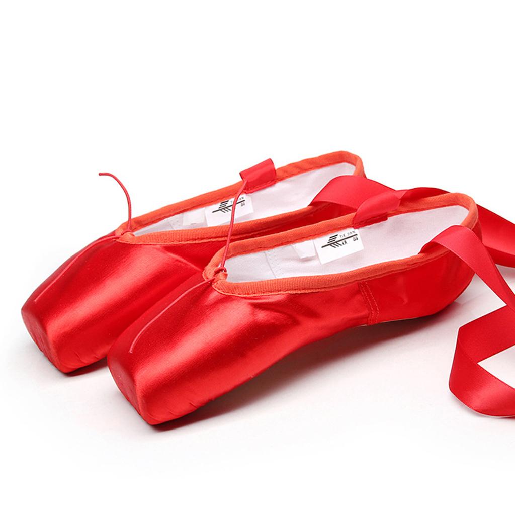 Ballet Shoes Professional Dance Shoes Adult Pointe Slippers Lace Up 34-43 Red 34