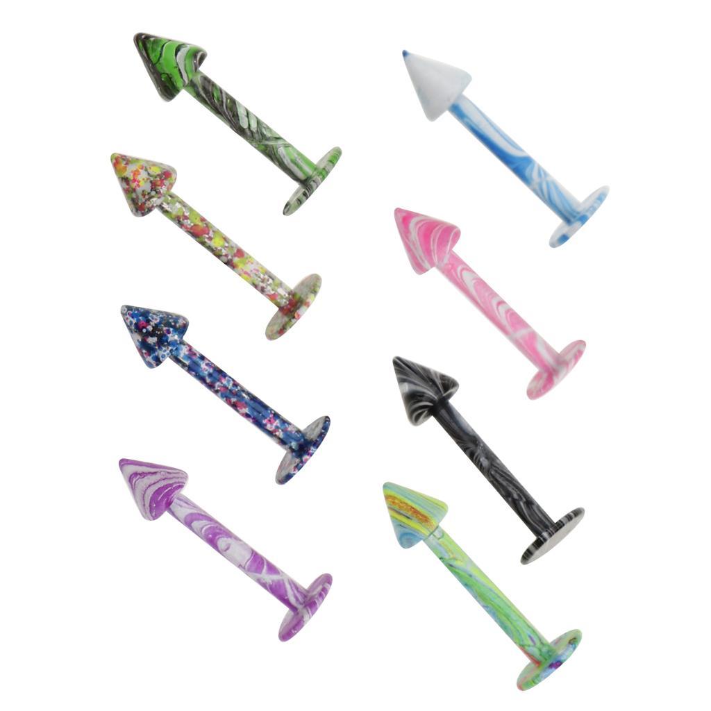 8 Pieces Stainless Steel   Labret Lip Bars  Barbell Piercing