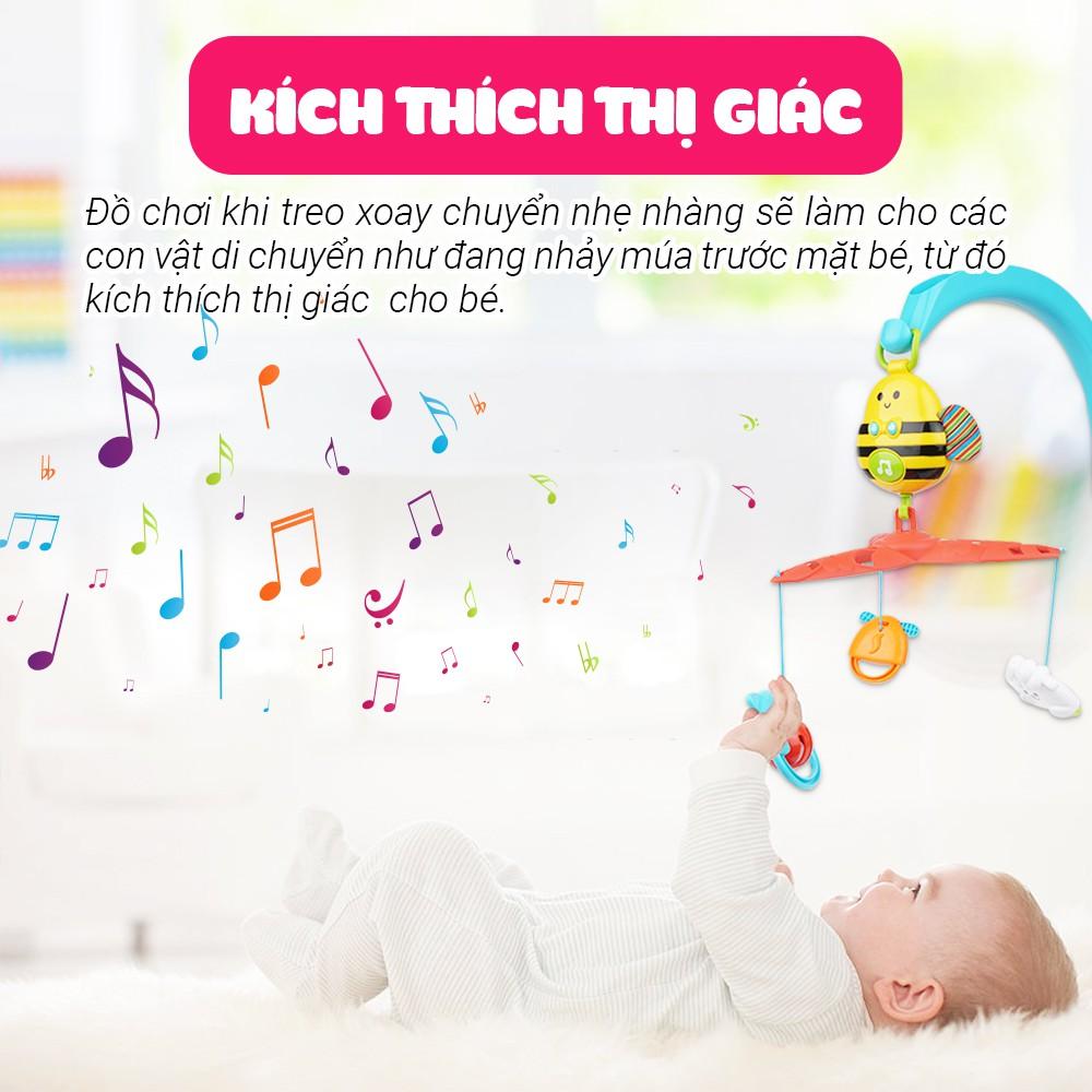 Treo nôi cũi phát nhạc / tiếng ồn trắng ru ngủ đa năng hình con ong Winfun 0856 - Đồ chơi treo có thể tháo rời - tặng đồ chơi tắm 2 món