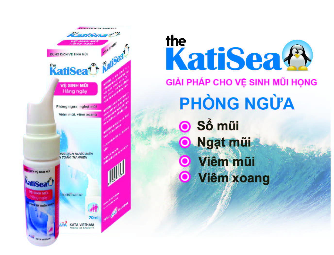 Xịt mũi nước biển KatiSea 70ml (Xanh+ Hồng)- Phòng ngừa các bệnh về Mũi- Hàng chính hãng